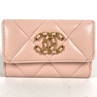 シャネル(CHANEL)のシャネル CHANEL チェーン CC カードケース マトラッセ 19ライン ココマーク 財布 小銭入れ コインケース ラムスキン ピンク 美品(コインケース)