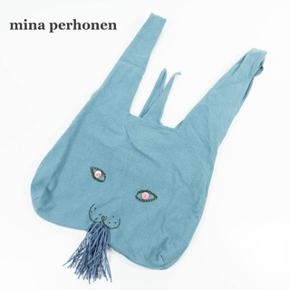 mina perhonen - 【 mina perhonen】ミナペルホネン　うさバッグ大　ブルー　コットン