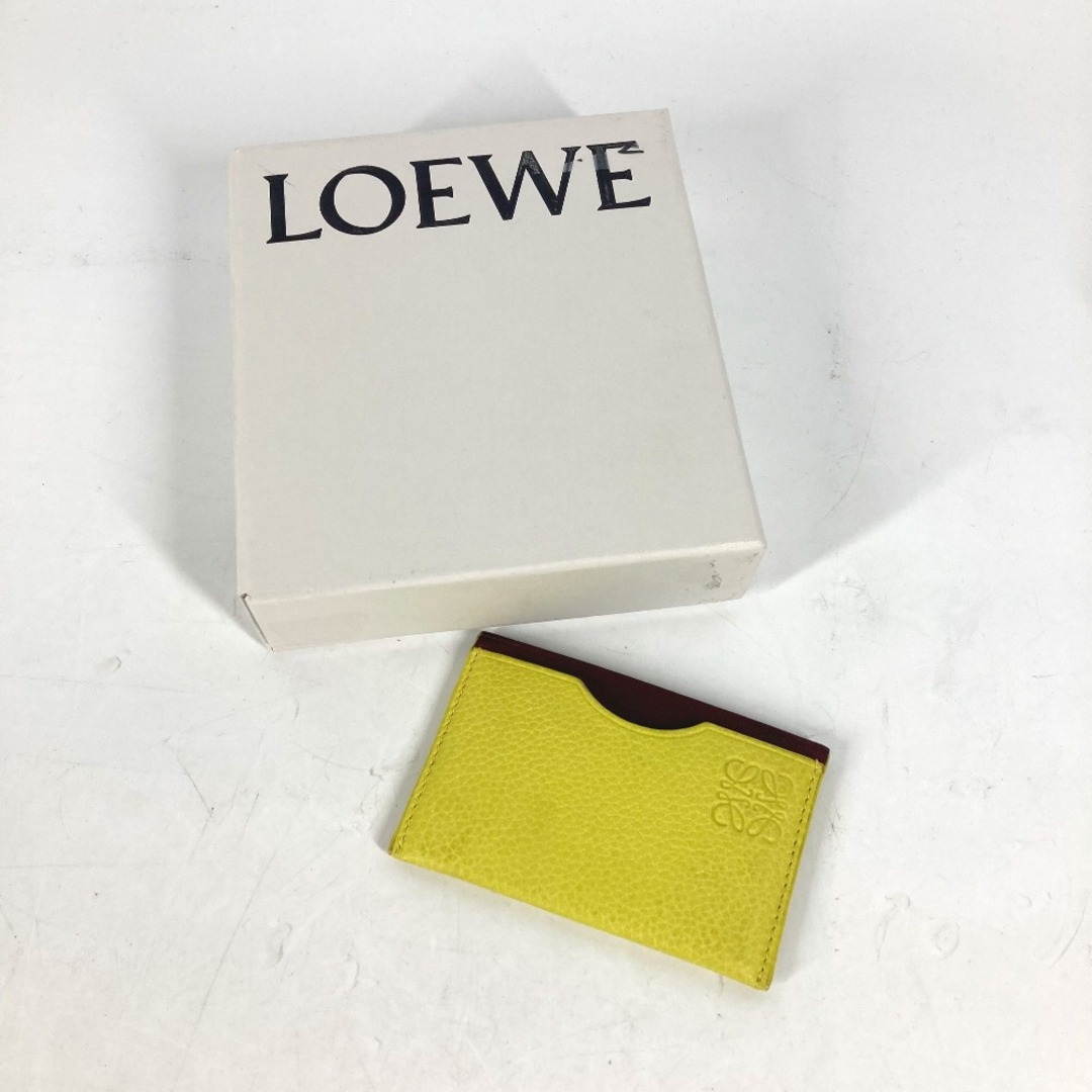 LOEWE(ロエベ)のロエベ LOEWE アナグラム バイカラー ロゴ 名刺入れ パスケース カードケース レザー イエロー 美品 レディースのファッション小物(パスケース/IDカードホルダー)の商品写真