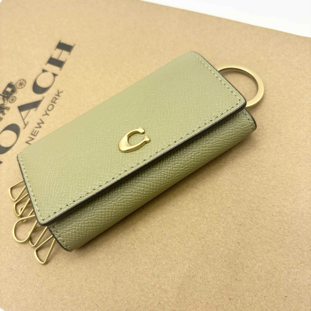 COACH(コーチ)の【COACH☆新品】6 リング キー ケース！クロスグレイン レザー！モス！ レディースのファッション小物(キーケース)の商品写真