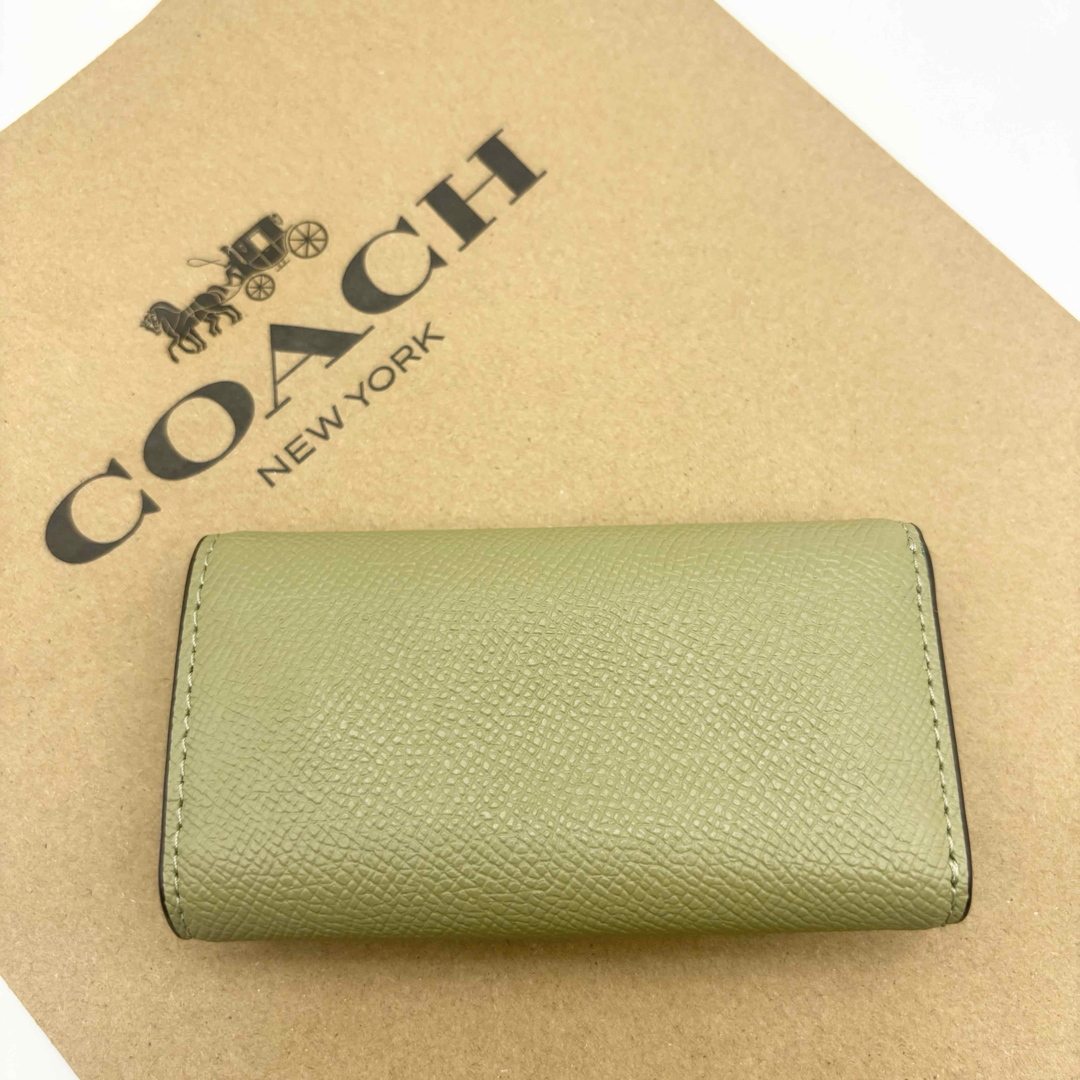 COACH(コーチ)の【COACH☆新品】6 リング キー ケース！クロスグレイン レザー！モス！ レディースのファッション小物(キーケース)の商品写真