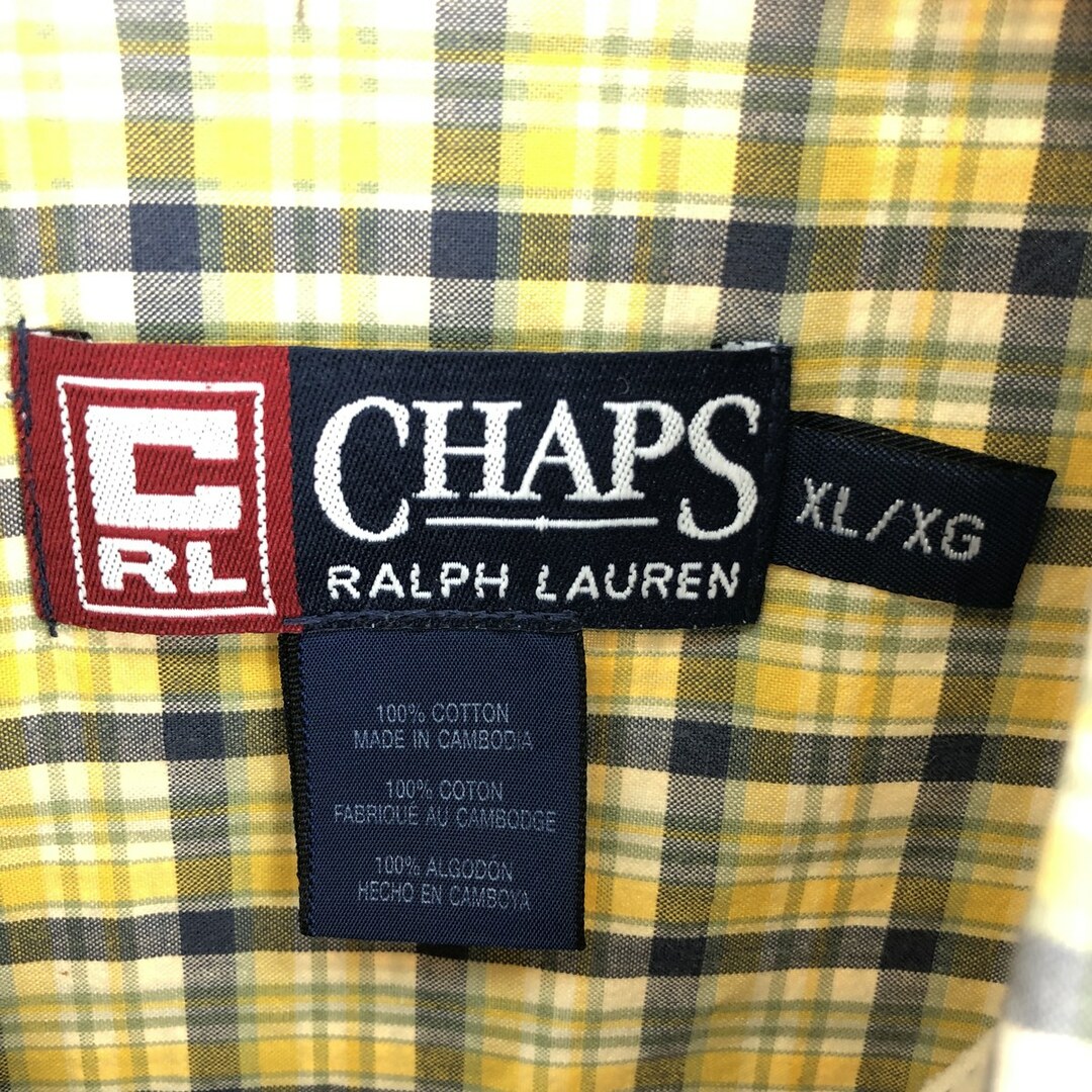 Ralph Lauren(ラルフローレン)の古着 90年代 ラルフローレン Ralph Lauren CHAPS チャップス 半袖 ボタンダウン チェックシャツ メンズXL ヴィンテージ /eaa443777 メンズのトップス(シャツ)の商品写真