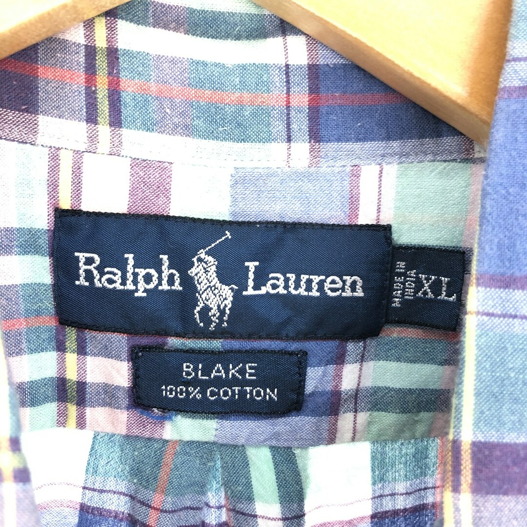 Ralph Lauren(ラルフローレン)の古着 ラルフローレン Ralph Lauren BLAKE 半袖 ボタンダウン チェックシャツ メンズXL /eaa443778 メンズのトップス(シャツ)の商品写真