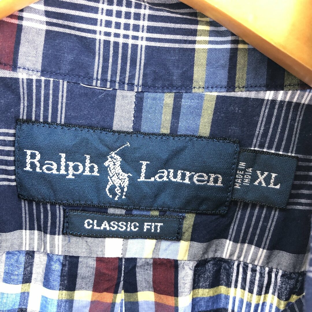 Ralph Lauren(ラルフローレン)の古着 ラルフローレン Ralph Lauren CLASSIC FIT タータンチェック 半袖 ボタンダウン チェックシャツ メンズXL /eaa443780 メンズのトップス(シャツ)の商品写真