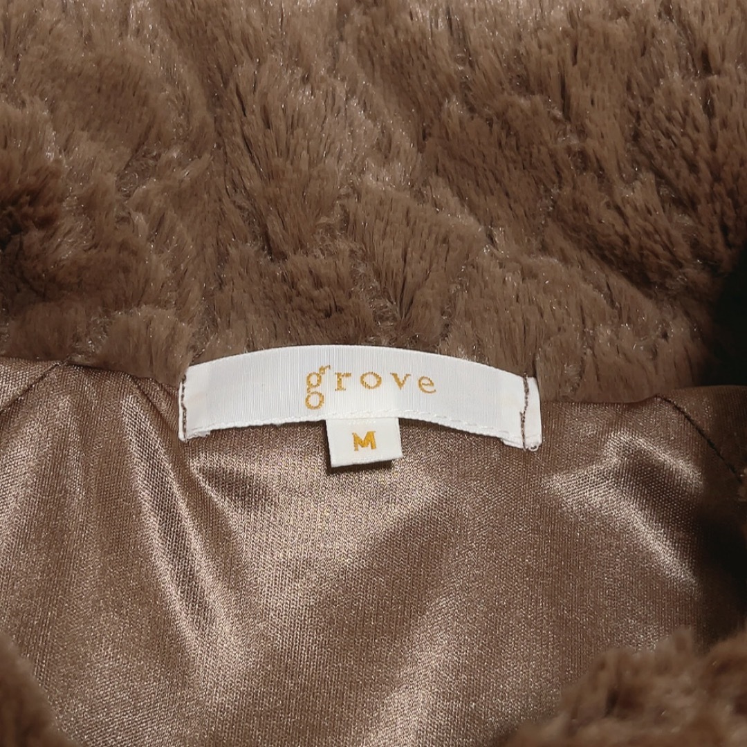grove(グローブ)のグローブ アウター ジャケット レディース ブラウン モコモコ レディースのジャケット/アウター(毛皮/ファーコート)の商品写真
