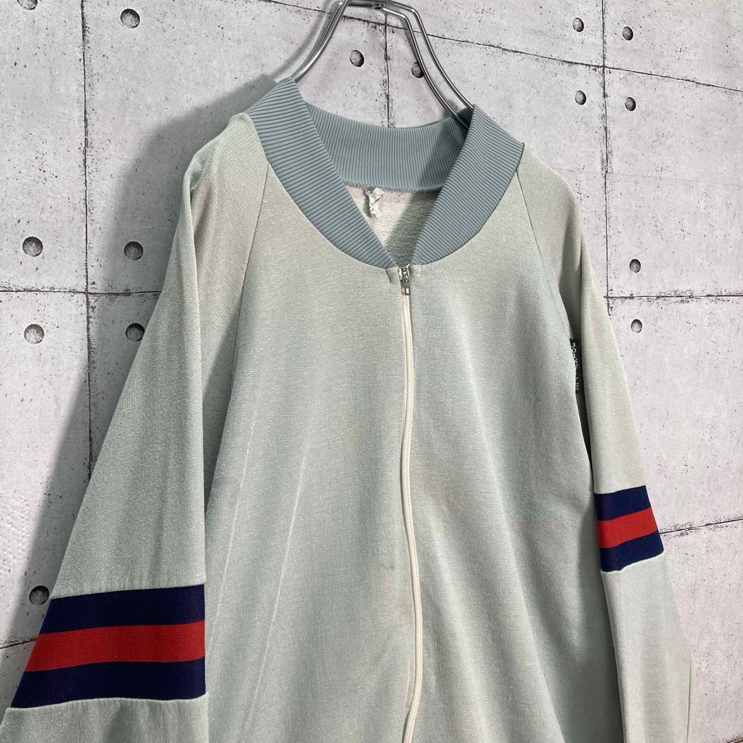 VINTAGE(ヴィンテージ)の【ユーロ古着】70s トラックジャケット シルバー スリーブライン リブ XL メンズのトップス(ジャージ)の商品写真