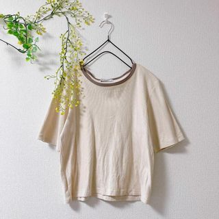 しまむら - Linoluce リノルーセ バイカラー 襟 リブ Tシャツ トップス L