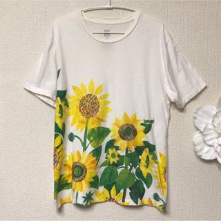 グラニフ(Design Tshirts Store graniph)のグラニフ　エリックカールコラボ　はらぺこあおむしひまわりTシャツS レディースM(Tシャツ/カットソー(半袖/袖なし))