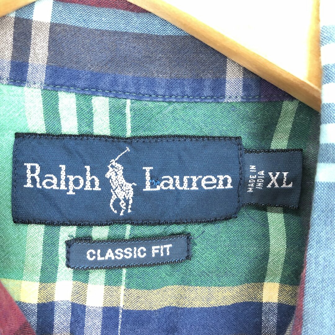 Ralph Lauren(ラルフローレン)の古着 ラルフローレン Ralph Lauren CLASSIC FIT 半袖 ボタンダウン チェックシャツ /eaa443791 メンズのトップス(シャツ)の商品写真