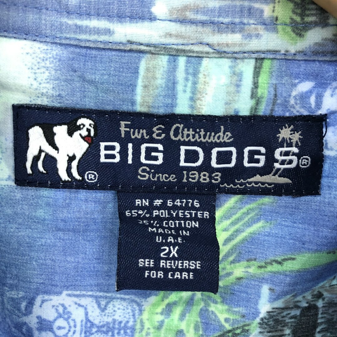 古着 BIG DOGS 総柄 ボックスシャツ ボタンダウン ハワイアンアロハシャツ メンズXXL /eaa447975 メンズのトップス(シャツ)の商品写真