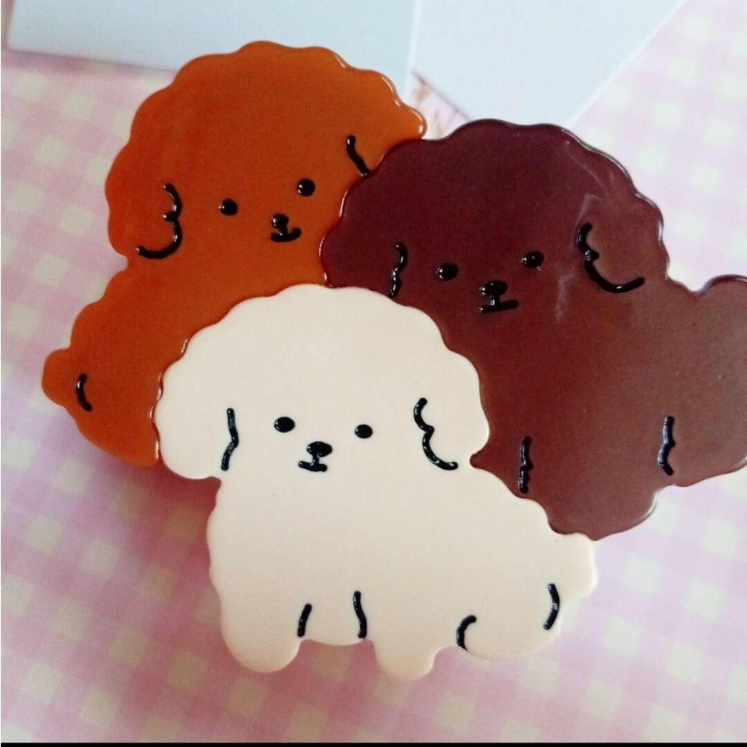 ♡新品 バンスクリップヘアクリップ プードル犬いぬホワイトブラウンかわいい その他のペット用品(犬)の商品写真