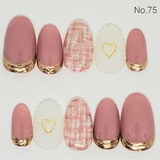 【No.75】ネイルチップ　現品販売　3点セット ハンドメイドのアクセサリー(ネイルチップ)の商品写真