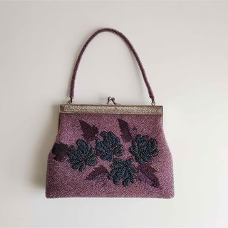 vintage 立体刺繍　ビーズ刺繍　ハンドバッグ　ビーズバッグ　ヴィンテージ