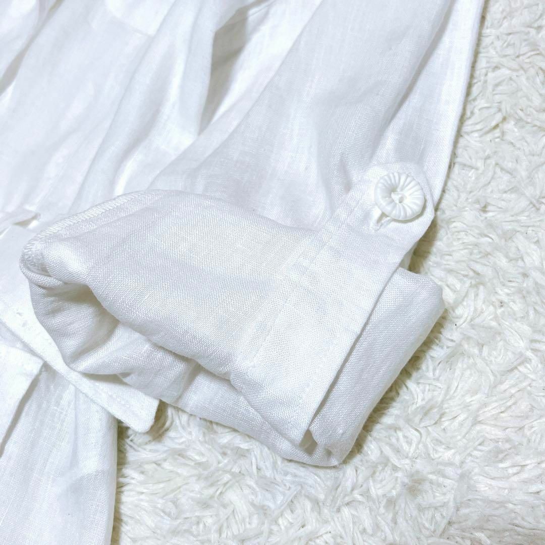 NARACAMICIE(ナラカミーチェ)の美品✨ナラカミーチェ　リネンスキッパーシャツ　ベルト　ロールアップ　白　1 レディースのトップス(シャツ/ブラウス(長袖/七分))の商品写真