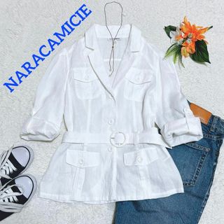 NARACAMICIE - 美品✨ナラカミーチェ　リネンスキッパーシャツ　ベルト　ロールアップ　白　1