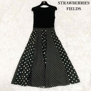 STRAWBERRY-FIELDS - ストロベリーフィールズ ドットドッキングワンピース ロング丈 フレア 美品