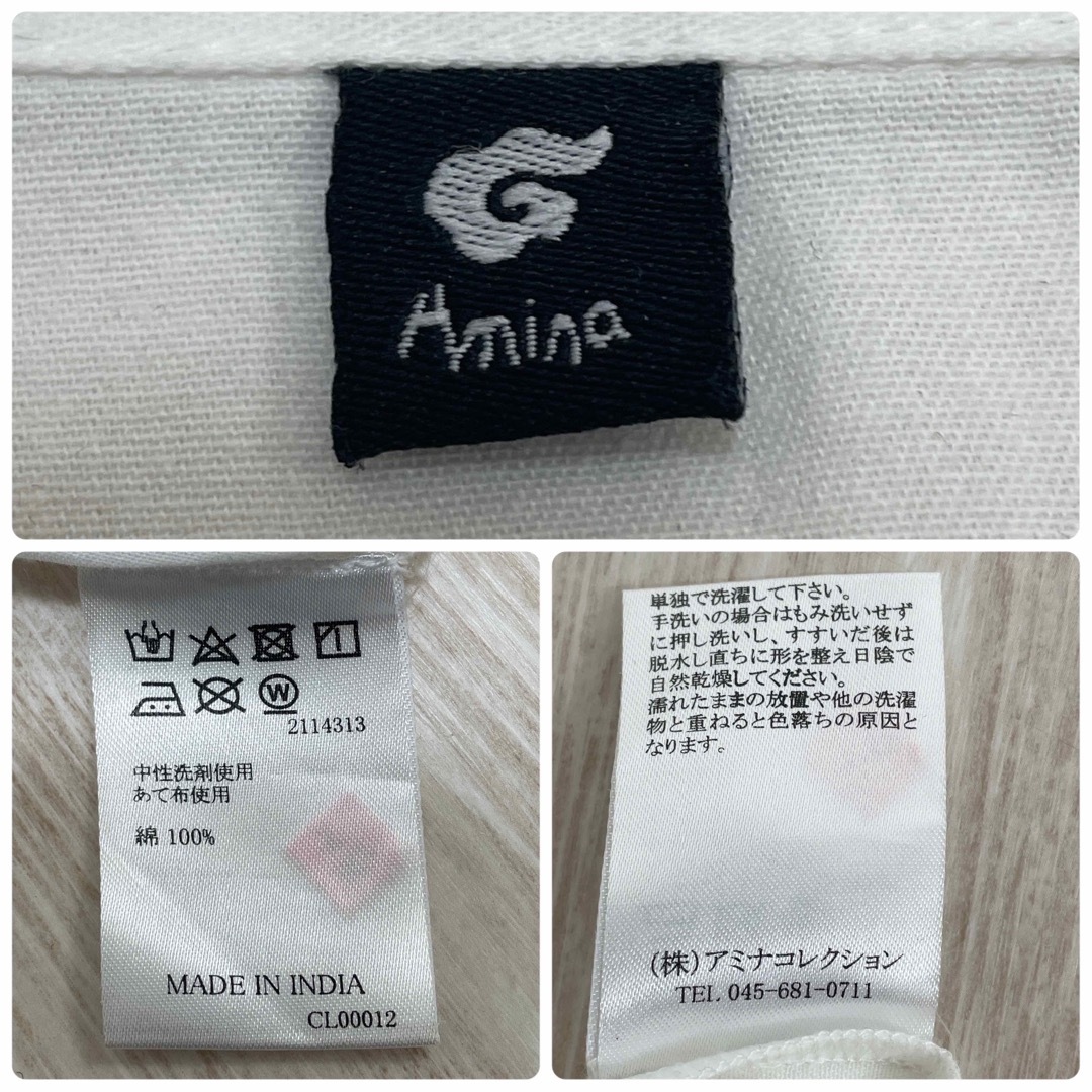 Amina アミナ オープンカラー刺繍シャツ ホワイト コットン インド製 メンズのトップス(シャツ)の商品写真