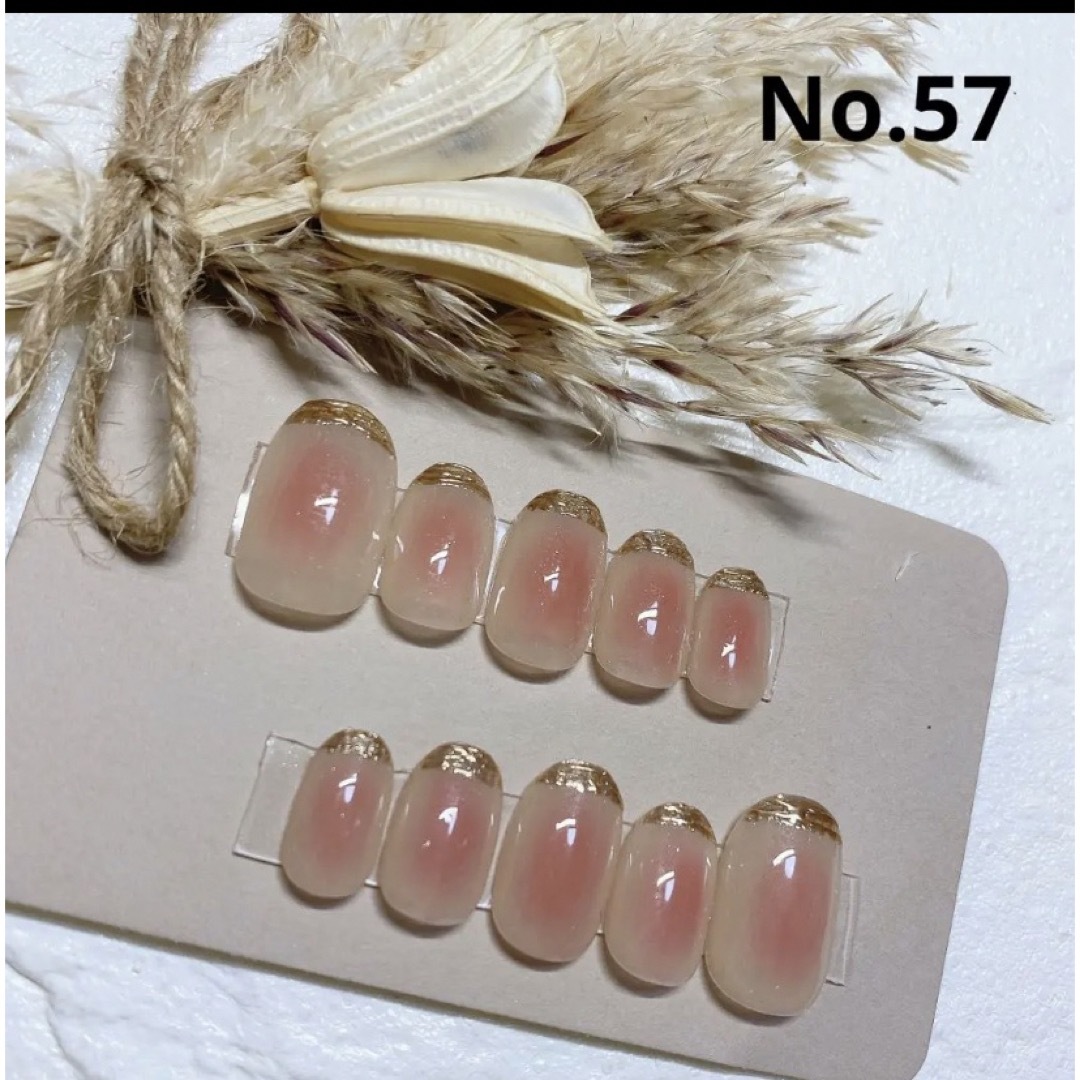 ネイルチップ　No.57 チークネイル　ピンク　ベージュ　ミラーフレンチ ハンドメイドのアクセサリー(ネイルチップ)の商品写真