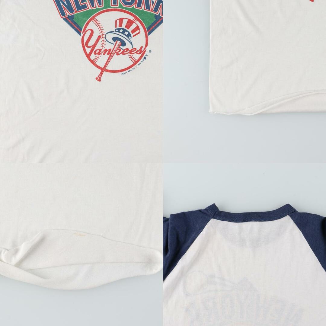 古着 80年代 TRENCH MLB NEW YORK YANKEES ニューヨークヤンキース 七分袖 ラグランTシャツ USA製 メンズXL ヴィンテージ /eaa447211 メンズのトップス(Tシャツ/カットソー(半袖/袖なし))の商品写真