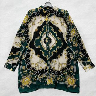 ザラ(ZARA)のZARA ザラ スカーフ柄ロングシャツ 総柄 個性的 派手柄 ゆったりシルエット(シャツ/ブラウス(長袖/七分))