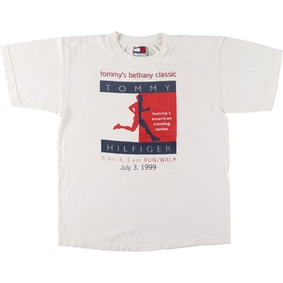 TOMMY HILFIGER - 古着 90年代 トミーヒルフィガー TOMMY HILFIGER 半袖 プリントTシャツ USA製 メンズL ヴィンテージ /eaa443383