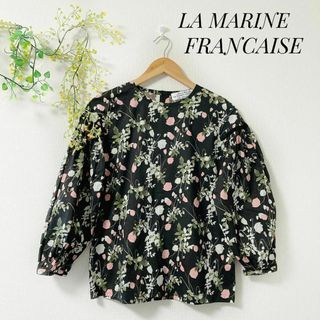 LA MARINE FRANCAISE - マリンフランセーズ リバティ プリント ブラウス 花柄 シャツ ブラック 黒