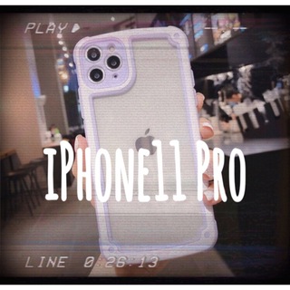 【iPhone11pro】パープル iPhoneケース シンプル フレーム (iPhoneケース)