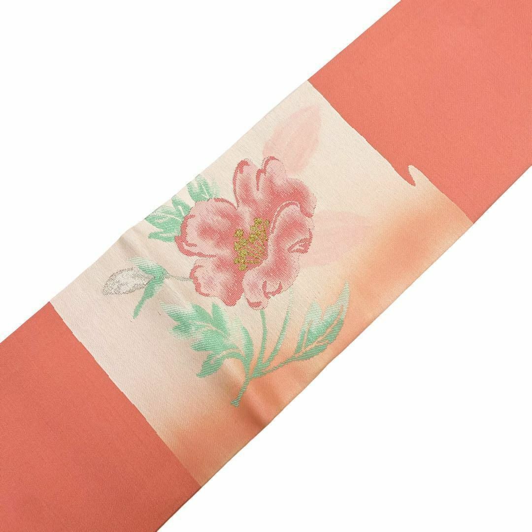名古屋帯 美しい花と枝葉模様 金銀糸 乾鮭色 着物 RO-5358 レディースの水着/浴衣(着物)の商品写真