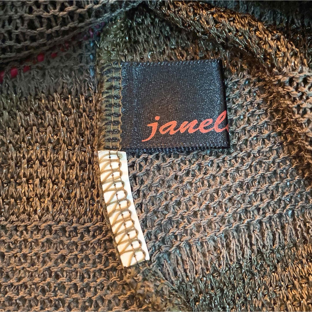 【janela】ボーダー薄手ニット(カーキ) レディースのトップス(カットソー(長袖/七分))の商品写真