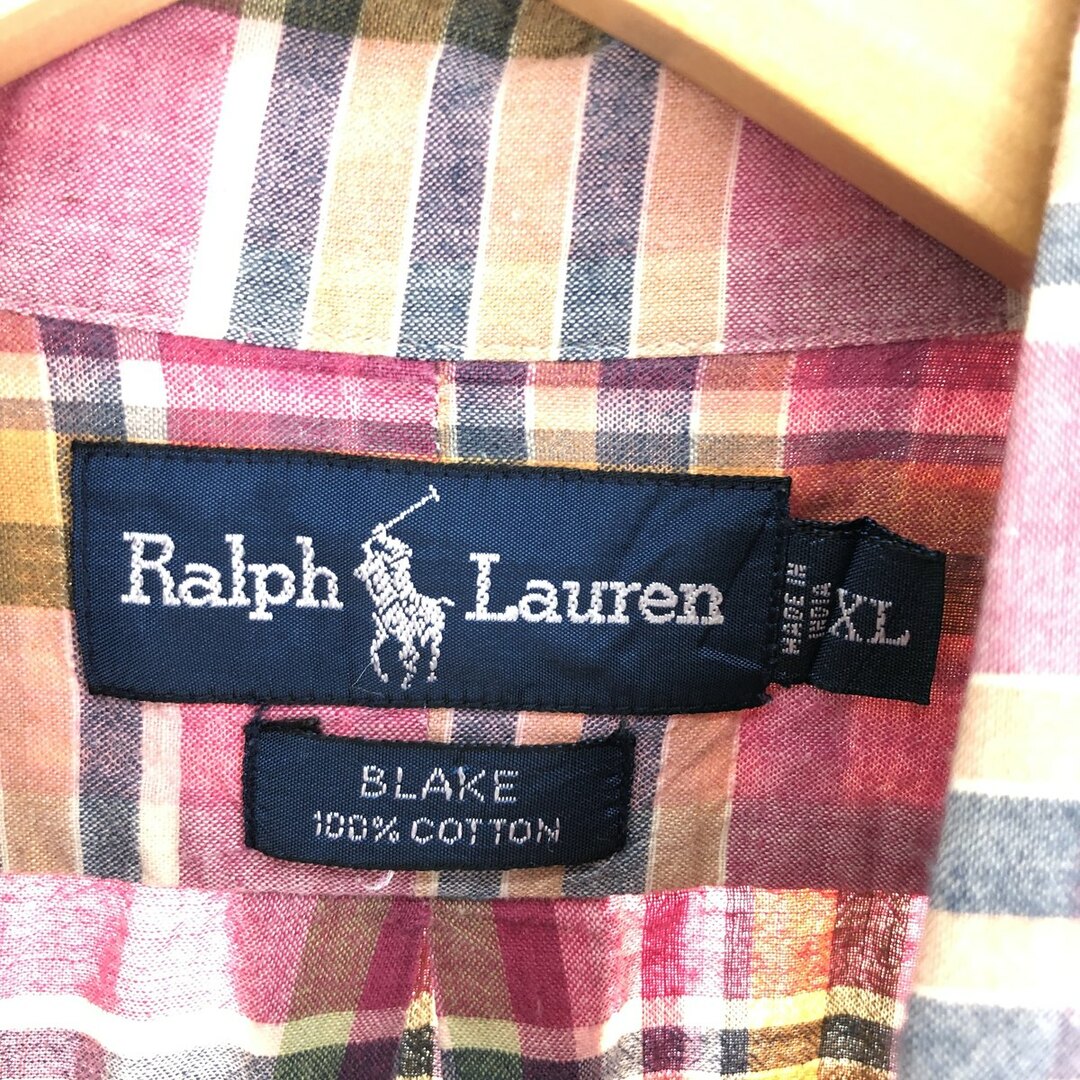 Ralph Lauren(ラルフローレン)の古着 ラルフローレン Ralph Lauren BLAKE 半袖 ボタンダウン チェックシャツ メンズXL /eaa443770 メンズのトップス(シャツ)の商品写真