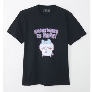 チイカワ(ちいかわ)のちいかわ Tシャツ Lサイズ　レトロ印刷風 ハチワレ ブラック(Tシャツ(半袖/袖なし))