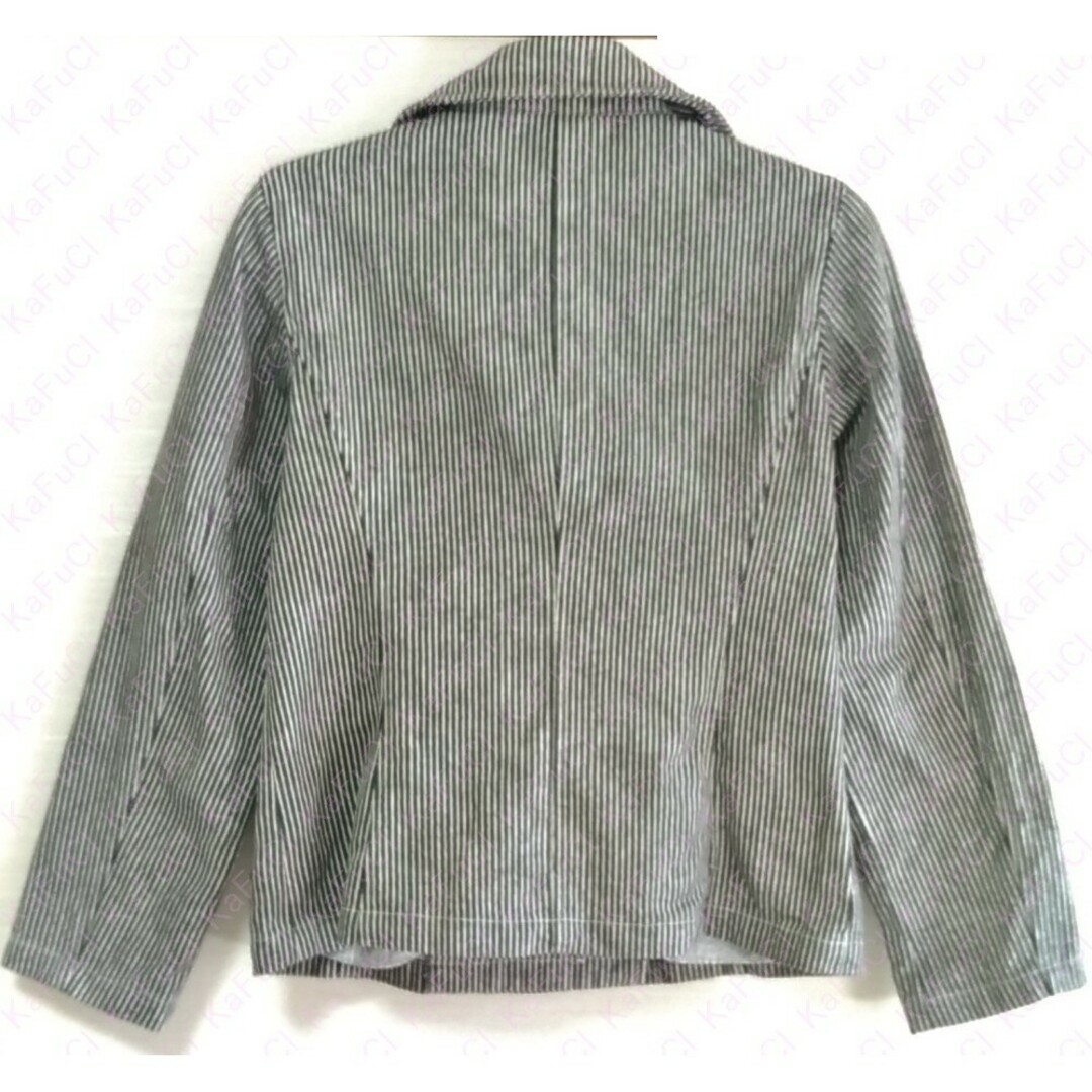 ストライプジャケット 黒 白 モノトーン 2way シンプル ダブル 綿 春服 レディースのジャケット/アウター(テーラードジャケット)の商品写真