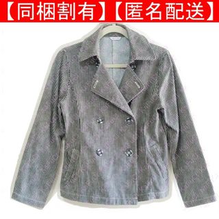 ストライプジャケット 黒 白 モノトーン 2way シンプル ダブル 綿 春服(テーラードジャケット)