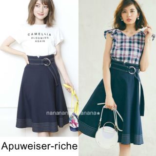 Apuweiser-riche - 新品 アプワイザーリッシェ 配色ステッチ フレア スカート 泉里香 宮田聡子