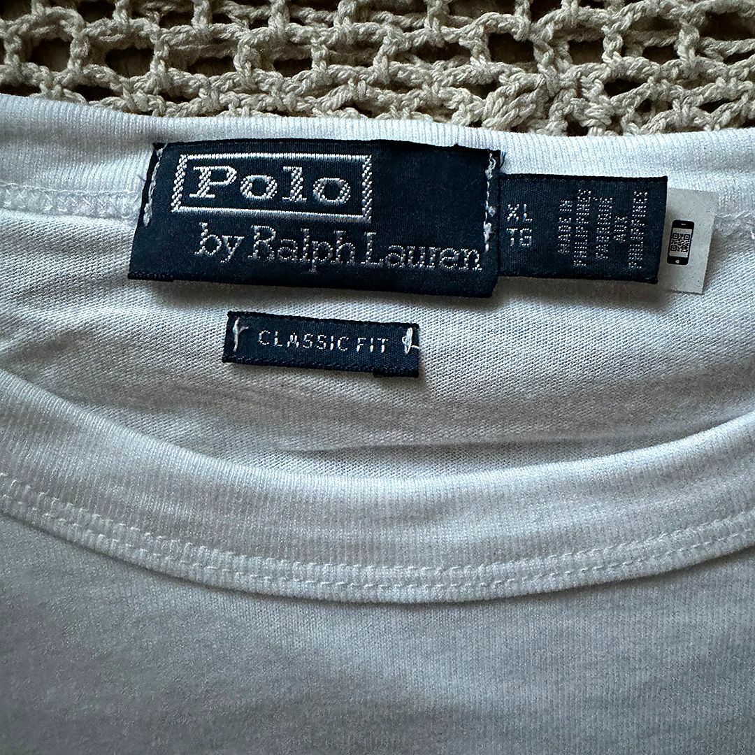 POLO RALPH LAUREN(ポロラルフローレン)の【1回着用】ポロラルフローレン 刺繍ロゴ 長半袖Ｔシャツ 白 XL メンズのトップス(Tシャツ/カットソー(半袖/袖なし))の商品写真