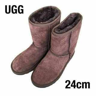 アグ(UGG)のUGGアグ　ムートンブーツ　ロングブーツ　ブラウン茶色　24cm(ブーツ)