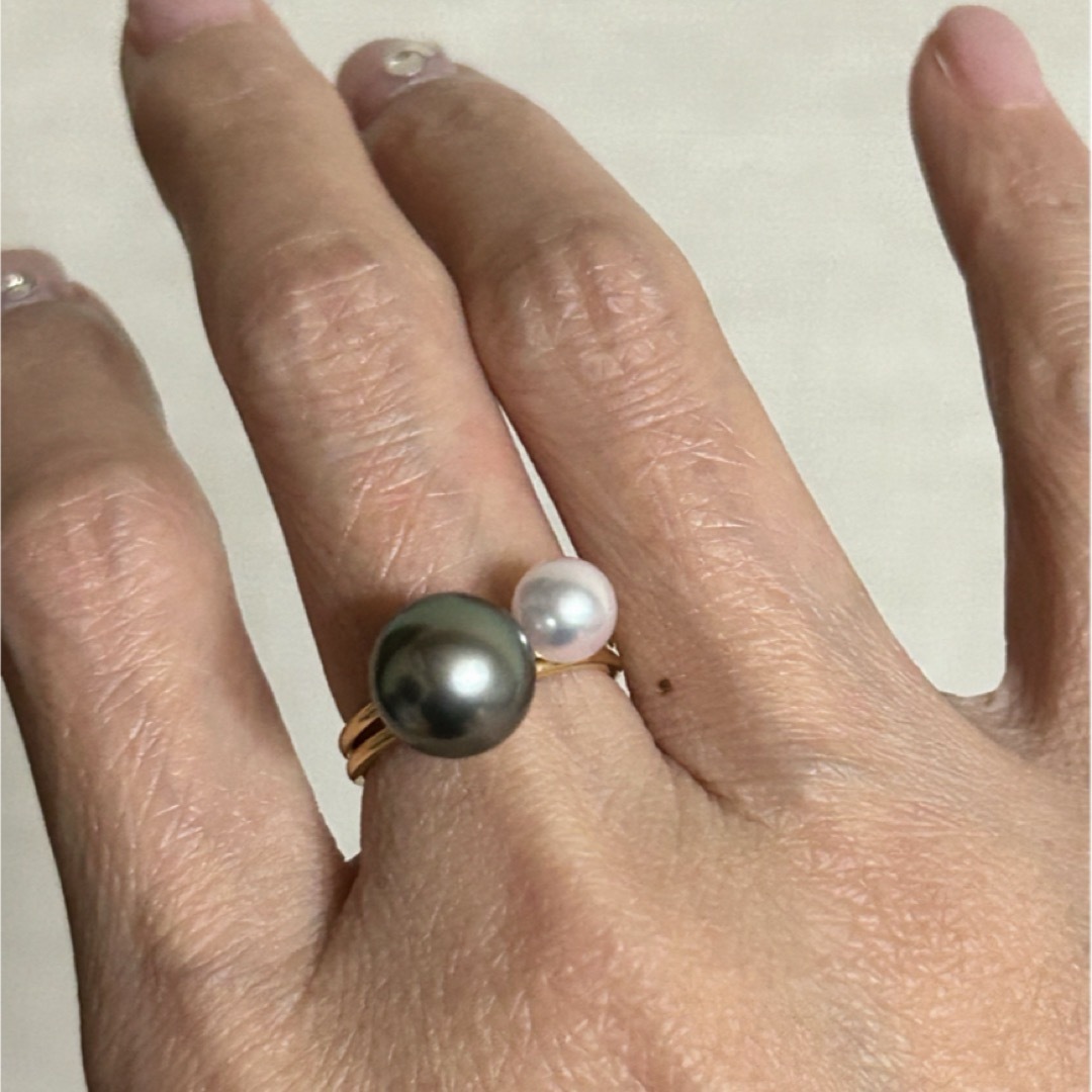 大特価🍀新品 K18 黒蝶真珠 リング レディースのアクセサリー(リング(指輪))の商品写真