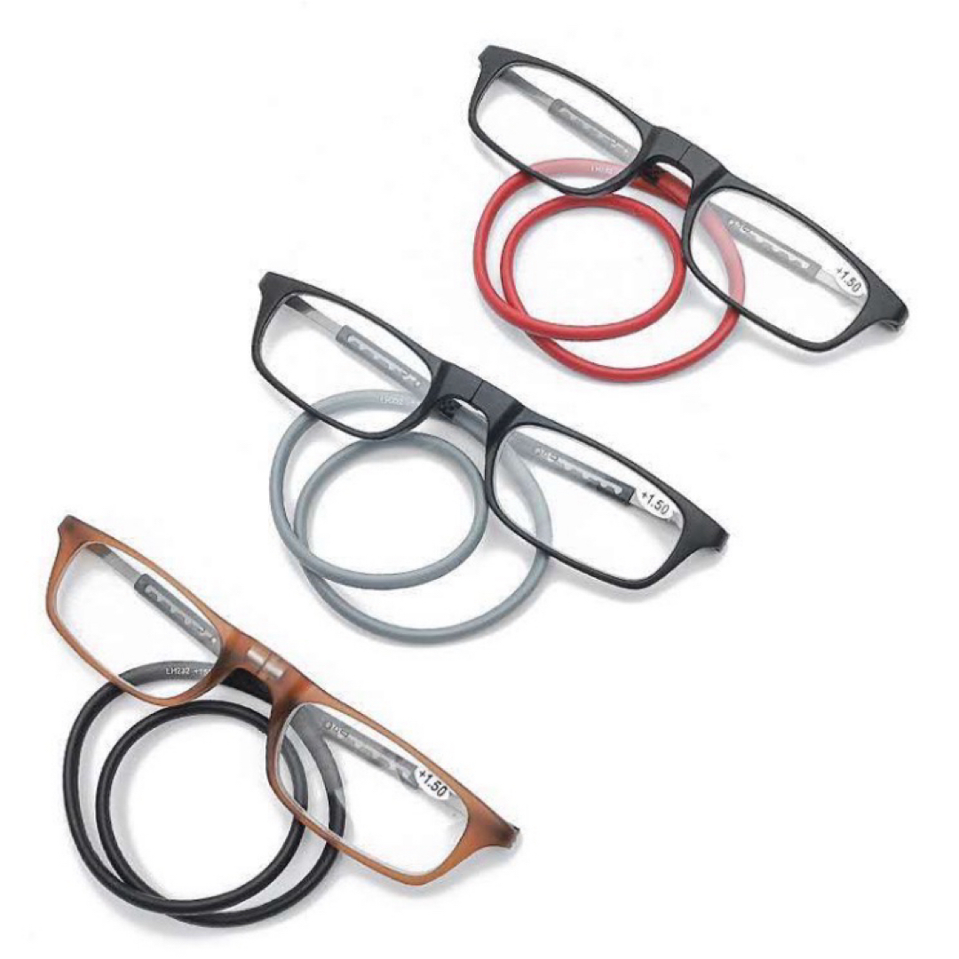 新品　送料無料　シニアグラス　老眼鏡　マグネット　レッド レディースのファッション小物(サングラス/メガネ)の商品写真