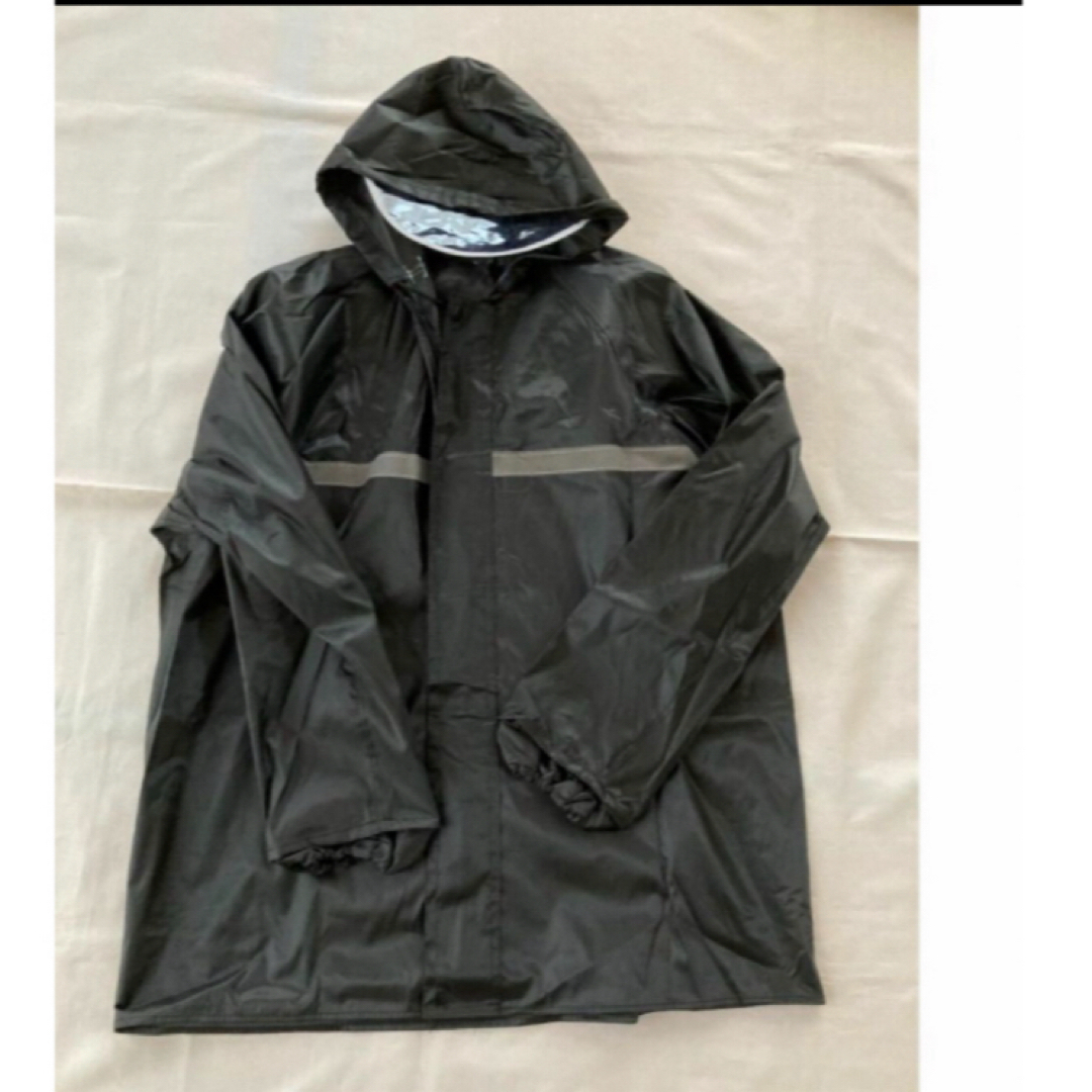 XLレインコート レインジャケット 防水 雨ガッパ  男女兼用 黒防水 撥水厚手 メンズのファッション小物(レインコート)の商品写真