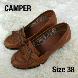 カンペール(CAMPER)のCAMPERカンペール　タッセルローファー　ブラウン　ヒール24cm(ローファー/革靴)