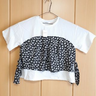 グリーム(gleam)のgleam　Tシャツ　ビスチェ風Tシャツ　切り替え　花柄　リボン　半袖Tシャツ(Tシャツ(半袖/袖なし))