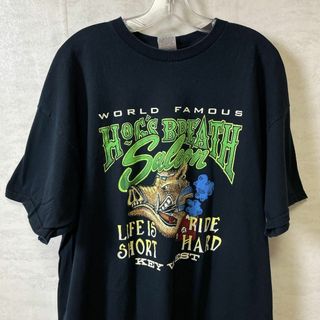 半袖Tシャツ　サイズ2ＸＬ　黒ブラック　アニマルロゴ　イノシシ　豚　メンズ　古着(Tシャツ/カットソー(半袖/袖なし))