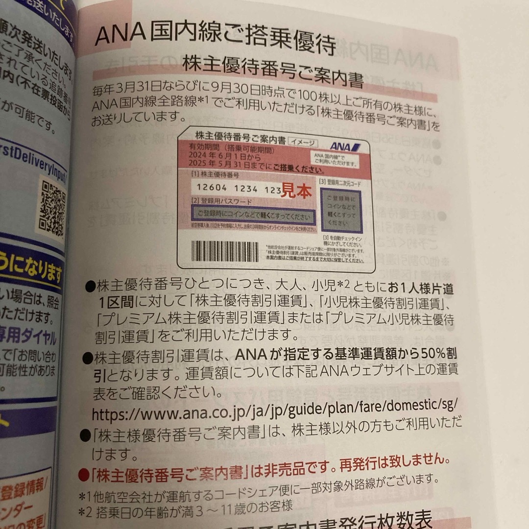 ANA(全日本空輸)(エーエヌエー(ゼンニッポンクウユ))のANA株主優待券4枚 冊子 チケットの優待券/割引券(その他)の商品写真