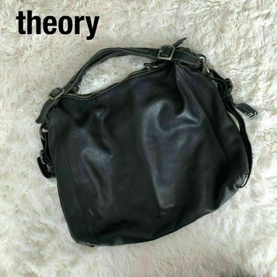 theory(セオリー)のTheoryセオリー　レザートートバッグ　ブラック黒 レディースのバッグ(トートバッグ)の商品写真