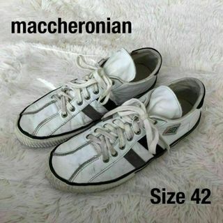 maccheronian - マカロニアンMACCHERONIANレザースニーカー　白黒グレー　42