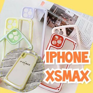 iPhoneXSmax イエロー iPhoneケース 大人気 シンプル フレーム(iPhoneケース)