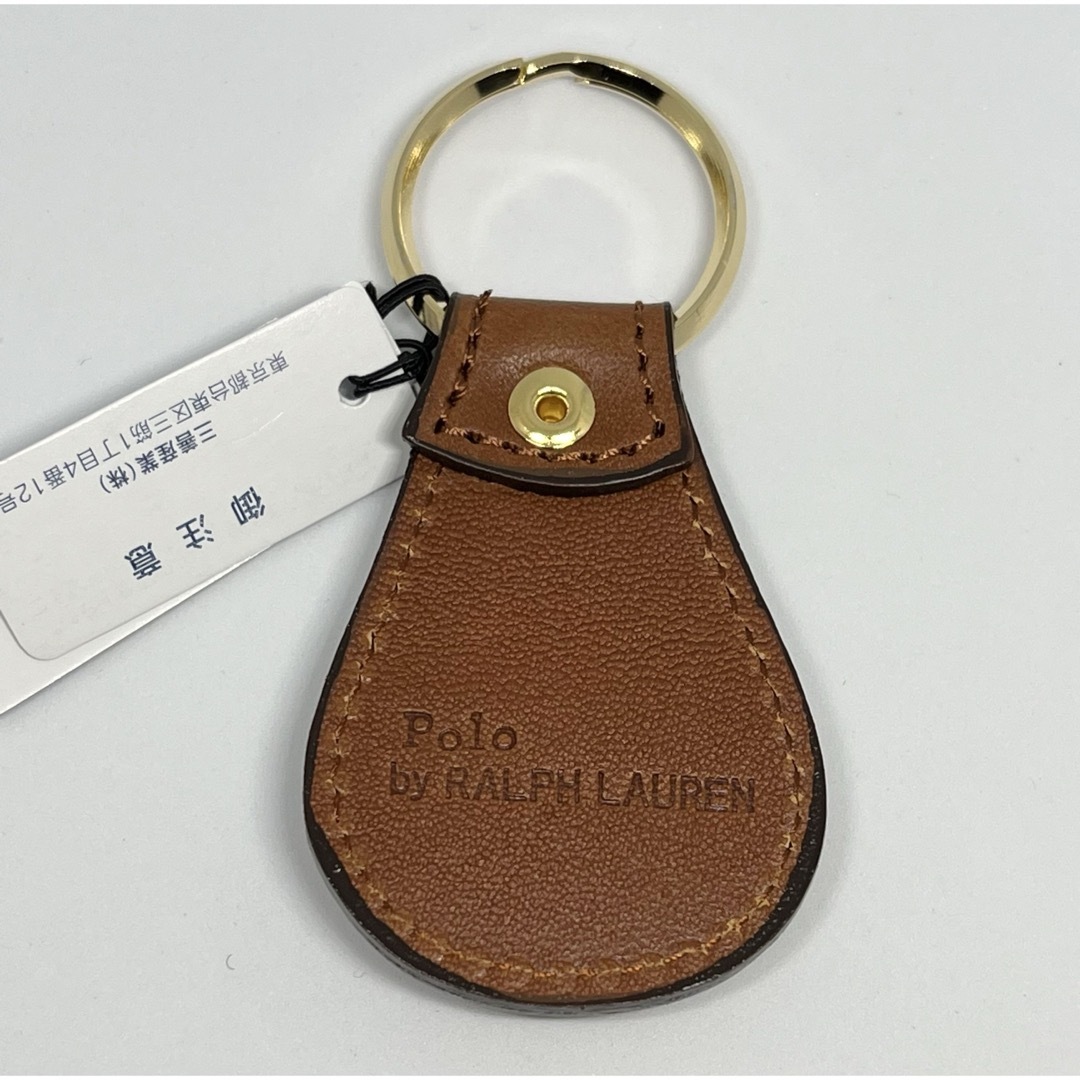 POLO RALPH LAUREN(ポロラルフローレン)の⑤新品ポロラルフローレン キーホルダーキャメル キーリング 牛革レザー茶色未使用 レディースのファッション小物(キーホルダー)の商品写真