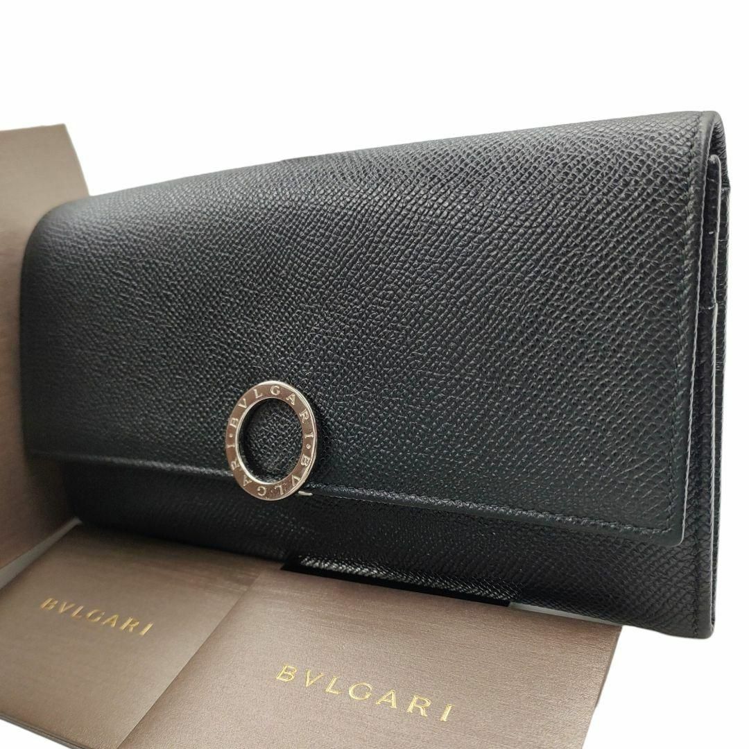 BVLGARI(ブルガリ)の未使用級 ブルガリ コローレ サークルロゴ 長財布 フラップ レザー ブラック レディースのファッション小物(財布)の商品写真