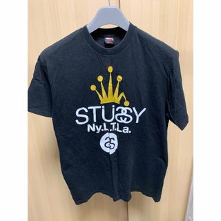 ステューシー(STUSSY)の00’s stussy 折れクラウン×Sリンク プリントロゴ 黒 Tシャツ(Tシャツ/カットソー(半袖/袖なし))