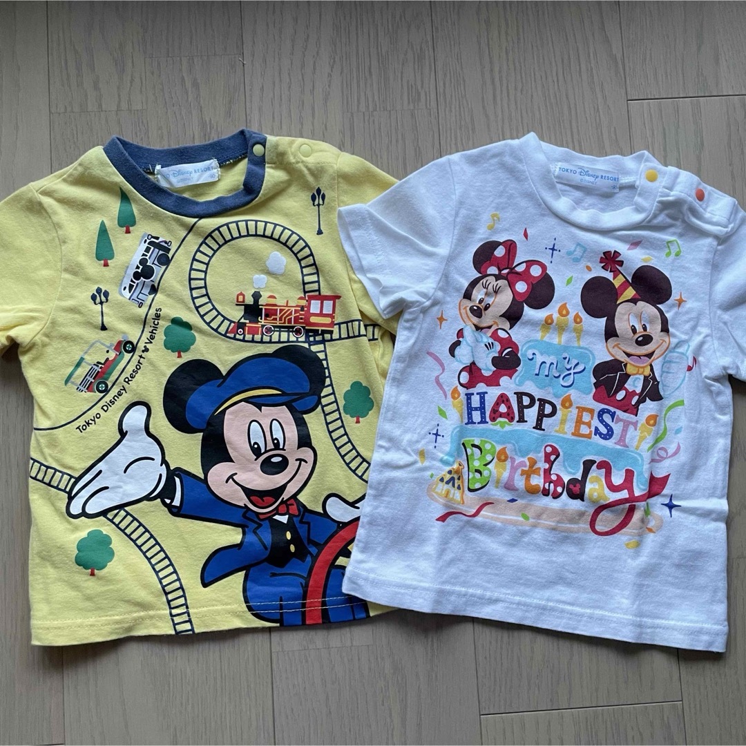 Disney(ディズニー)のディズニーリゾート　Tシャツ2枚　80〜90 バースデー　誕生日　乗り物　電車 キッズ/ベビー/マタニティのキッズ服男の子用(90cm~)(Tシャツ/カットソー)の商品写真